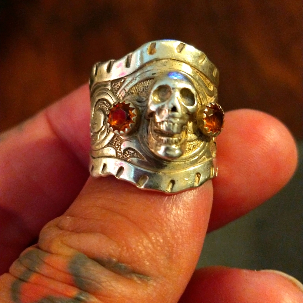 Skull rings Signed by K Carlson